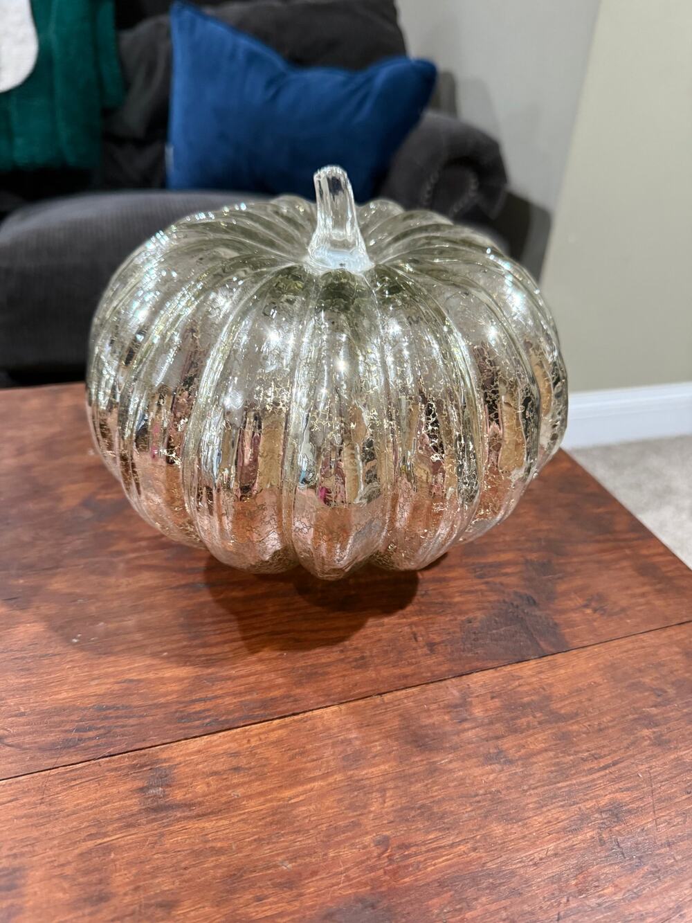 Light Up Mercury Glass Pumpkin Silver